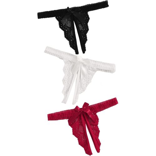 Asas-String Pour Femme Avec Dentelle Sous-Vêtements Sans Entrejambe Lingerie Érotique Femme Entrejambe Ouvert Ensemble De Sous-Vêtements Pour Femme