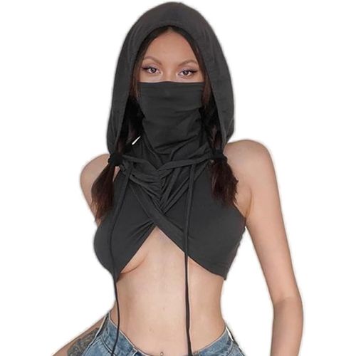 Asas-Haut Court À Capuche Sans Manches Pour Femme Y2k Streetwear Rave Outfit
