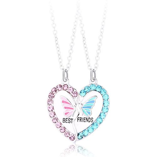 Asas-Collier Femme,Bijoux Femme,Collier D'amitié Pour 2 Fille,Collier Amitier Pour 2 Fille,Papillon Amour Collier Couture Aimant Pierre Collier Alliage Goutte À Goutte Huile Forage Bon Ami Collier