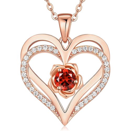 Asas-Collier Pour Femme Pendentif Coeur,Argent Sterling 925 Rose Or Bijoux Cadeau Saint Valentin Fete Des Mere Pour Maman Épouse Femme Fille Noël