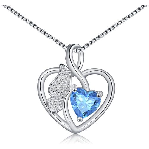 Asas-Collier Femme En Argent 925,Pendentif Papillon De C?ur,Bijoux Pour Femmes,Cadeaux Petite Amie Maman Anniversaire Fête Des Mères Noël Saint-Valentin Cadeau Elle