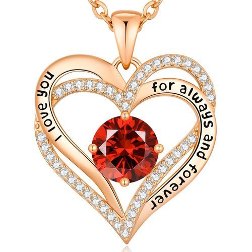 Asas-Collier Femme Coeur Collier Pendentif,Pierre De Naissance Pour Bijoux Cadeau Fête Des Noël Anniversaire Graduation Maman Fête Des Mères Noël Saint Valentin