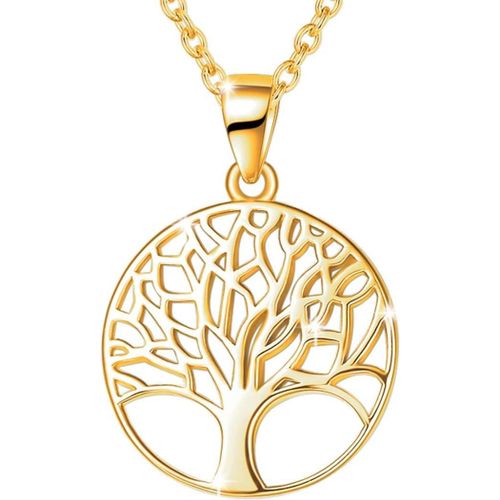 Asas-Collier Arbre De Vie Pendentif Avec Chaîne En Argent Sterling 925 Plaqué Or Blanc/Jaune Cadeau Bijoux Pour Femme-Chaîne Longueur: 40+5 Cm