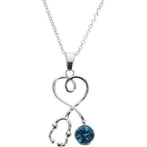 Asas-Médecine À Thème Stéthoscope Pendentif Collier Médecin Collier Cadeaux Pour L Obtention Du Diplôme Étudiant Femmes Filles Bleu