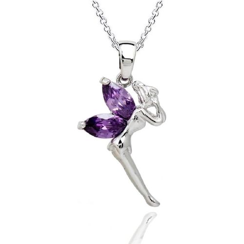 Asas-Collier Pendentif Fée Clochette Avec Cristaux De Zircone 18ct Plaqué Or Blanc Bijoux Pour Femme Et Fille