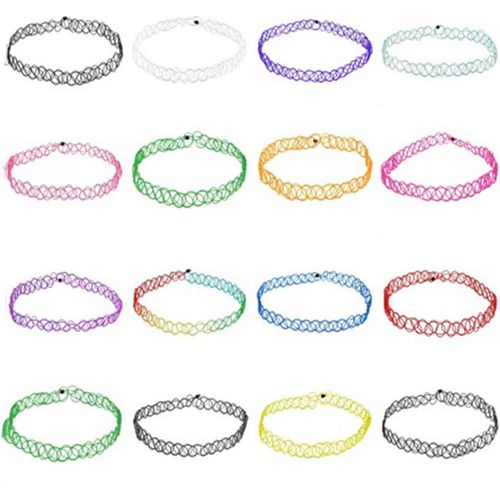 Asas-16 Pièces Arc-En-Ciel Et Multicolores,Collier Ras Du Cou Élastique,Lot De Bijoux De Mode Style Années 90,Pour Femmes Et Filles,Collier Tatouage Vintage,Punk Et Gothique,En Caoutchouc Extensible