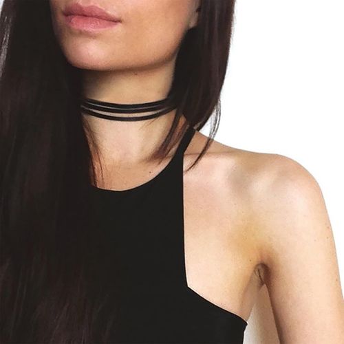 Asas-Collier Ras Du Cou En Cuir Superposé Collier En Daim Boho Multicouches Collier Clavicule En Velours Collier Ras Du Cou En Velours Court Bijoux De Chaîne Pour Femmes Et Filles(Noir)