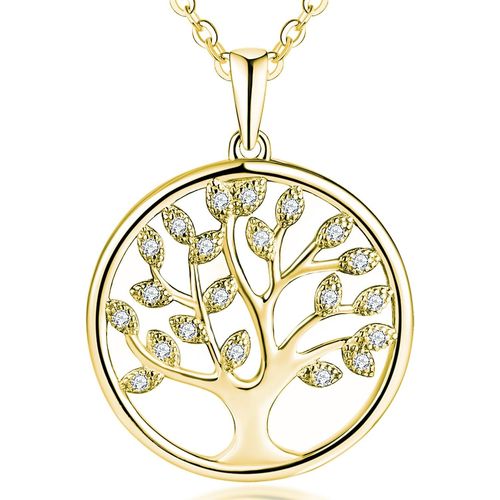 Asas-Jo Wisdom Collier Pendentif Arbre De Vie Yggdrasil Argent 925/1000 Femme Aaa Zirconium