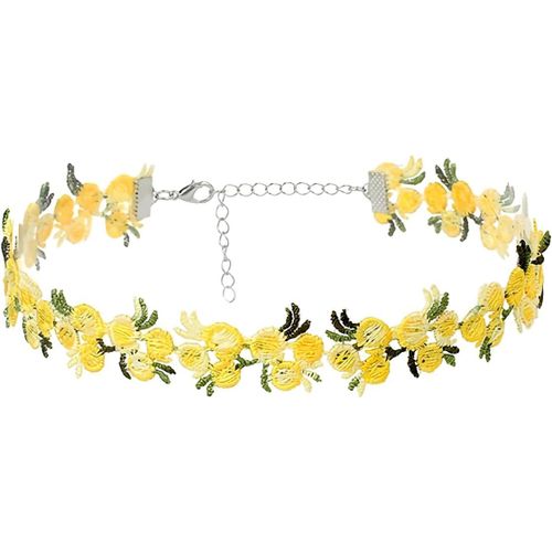 Asas-Collier Ras Du Cou En Velours Avec Fleur Brodée Pour Femmes Et Filles