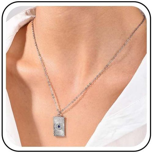 Asas-Collier Cristal Vintage Mauvais Oeil Collier Choker Mauvais Oeil Chaîne Pendentif Rectangle Collier Oeil Bleu Turc Bijoux Pour Femmes