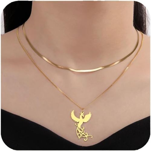 Asas-Collier Phoenix Pour Femmes Collier Pendentif Oiseau De Feu Phoenix En Acier Inoxydable Pour Hommes Cadeaux De Bijoux Tendance