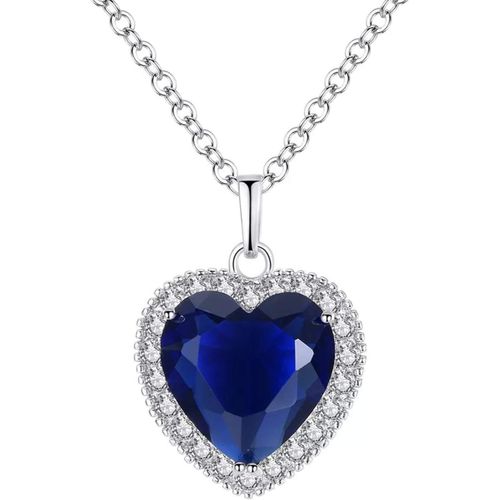 Asas-Titanic Coeur De L'océan Collier,Collier Pendentif Amour Bleu Collier Pendentif Rubis Coeur Pierres Précieuses Coeur De L'océan Plaqué Or Blanc Collier Bijoux De Mode Pour Femme Filles