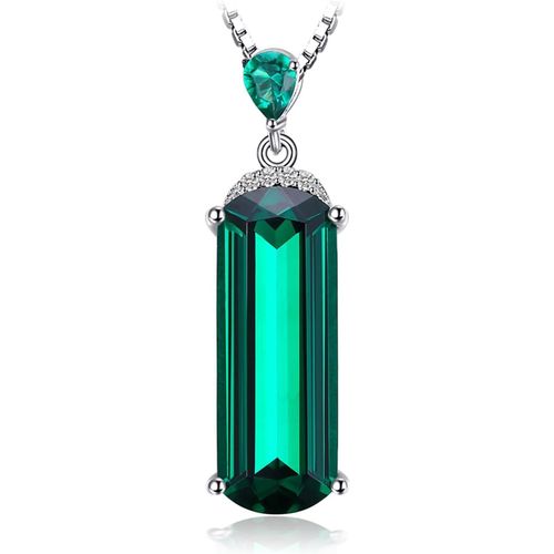 Asas-4.4ct Simulé Emeraude Taille Fantaisie Pendentif Vert Pierre Argent 925 Pour Femme,Plaqué Or Jaune Plaqué Or Rose Collier Argent De Bijoux,Collier Chaine Cadeau Anniversaire 45cm