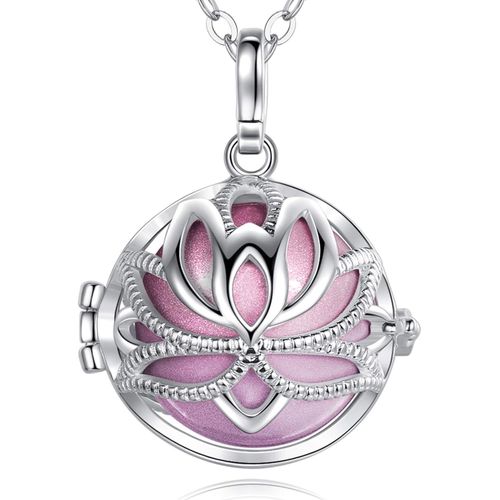 Asas-Eudora Harmony Ball Collier Bola De Grossesse Pendentif Lotus Yoga Avec Musique Souhaitant Carillon Balle Pour Femme Mère Bébé Beau Cadeau De Bijoux,Chaîne De 114 Cm Et 76 Cm