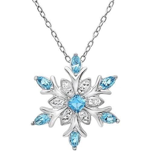 Asas-1 Pièce Collier Pendentif En Cristal De Pierre Naturelle Flocon De Neige Bleu,Bijou En Pierre Naturelle,Collier En Argent Hypoallergénique,Cadeau D'anniversaire Pour Les Femmes Et Les Filles