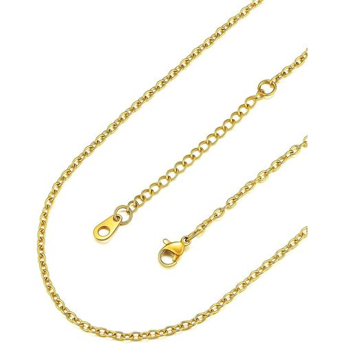 Asas-Collier Femme Chaîne Maille Forçat 2mm En Acier Inoxydable,Chaîne Forçat Homme Pour Pendentif,Longueur De 35 À 75 Cm + 5 Cm Ajustable