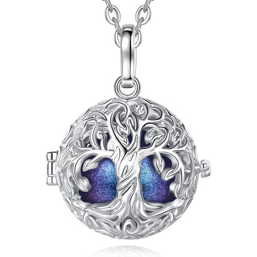 Asas-Eudora Harmony Ball Collier Bola De Grossesse Pour Femme Maman,Pendentif Carillon Musical Arbre De Vie Boule De Bola Pour Appel D'ange Bijoux,114,3 Cm + 76,2 Cm(Violet Foncé)