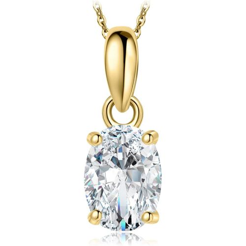 Asas-1-2ct Classique Solitaire Collier Chaine Zircon Cubique Taille Ovale Argent 925 Pour Femme,Plaqué Or Jaune Or Rose Pendentif Diamant Simulé Mariage Mariee 45cm,Ensemble Parure De Bijoux