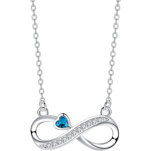 Asas-Collier Infini Femme Argent Sterling 925 Pendentif Avec Coeur Zirconiumet Et Chaîne Réglable |45cm+5|,Bijoux Cadeau Pour Femmes Mère Épouse