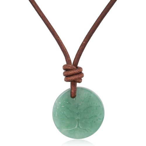Asas-Collier Arbre De Vie,Pendentif Aventurine Verte