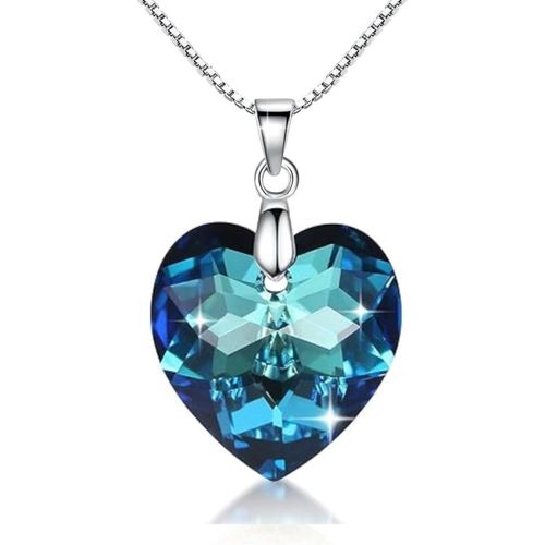 Asas-Femme Collier Avec Pendentif En C?ur Argent 925 Avec Cristaux Bijoux Pour Femme Et Fille