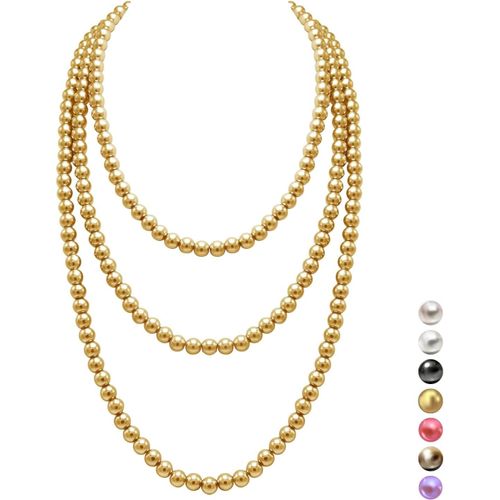 Asas-Collier De Perles Long Pour Femmes Des Années 1920-Paris-Perles De Culture Naturelles-Luxueuses Perles 8mm Avec Élégance Intemporelle Longueur 150cm/180cm-Idéal Pour Toute Occasion