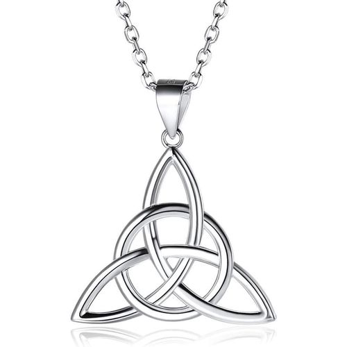 Asas-Collier Celtique Femme Argent 925 Pendentif Coeur Triquetra Noeud Celte Avec Chaîne 45+5 Cm Bijoux Cadeau Pour Femmes Fille Maman