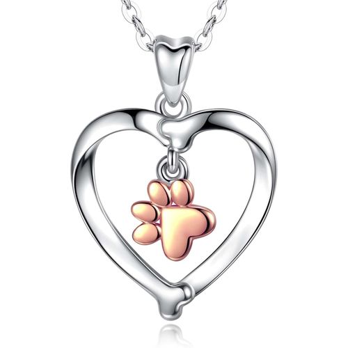 Asas-Collier De Chien,925 Argent Sterling Coeur Pendentif Amoureux Des Chiens Animal Bijoux Femmes Maman