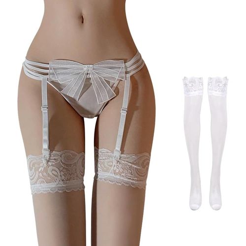Asas-Porte Jarretières Fleurie Pour Femme Ensemble Érotique De Lingerie Avec Bas 4 Pinces Avec G-String Porte Jarretelle Transparent Jarretière Hot Guêpière Grande Taille Porte-Jarretelles Sexy