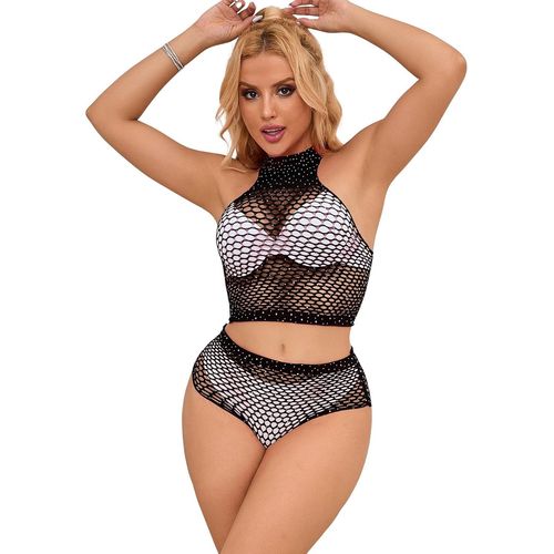 Asas-Ensembles De Lingerie Femme Mesh Mini Nuisette Babydoll Corset Sous-Vêtement Grande Taille