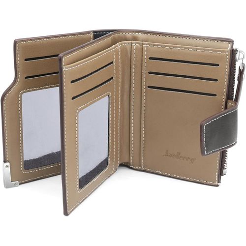 asas-Portefeuille Homme Grand Vertical Portefeuille Pour Hommes En Cuir Pu Porte Monnaie Homme Bifold Avec 1 Poche À Monnaie Zippée,16 Emplacements Pour Cartes De Crédit(Café)