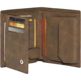 asas-Portefeuille Hommes En Cuir Avec Blocage Rfid,11 Porte Carte,1 Id & Photo Window,Sac À Monnaie,2 Compartiment À Billets,Porte Carte Homme Avec Boite Cadeau¿Marron