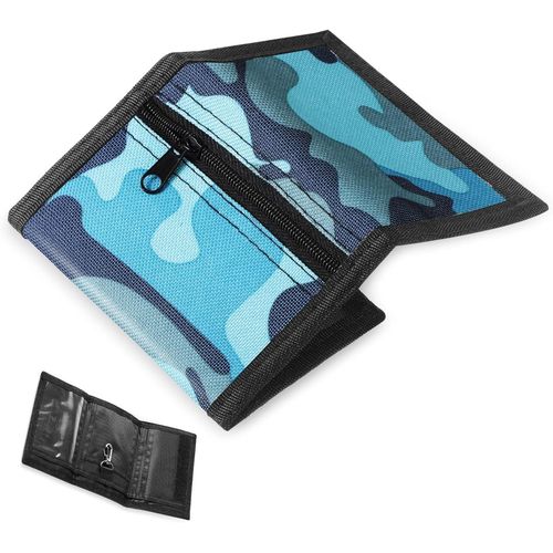 asas-Portefeuille Fin Rfid Portefeuille À Trois Volets Portefeuille Mince En Toile Porte-Monnaie Rfid Portefeuille De Sport Zippé Pour Ado Garçons Homme Voyage Extérieur(Lac Bleu,Style Frais)