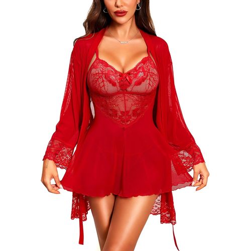 Asas-Nuisette Femme Lingerie Babydoll-Sexy Robe De Nuit En Dentelle Ensemble De Chemise
