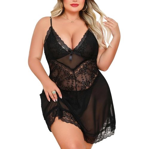 Asas-Nuisette Sexy Femme Ensemble De Lingerie Sexy Coquine Hot Grande Taille Babydolls Teddy Babydoll Vêtement De Nuit Ensemble Lingerie V Collier Nuisette Femme String Xl-4xl
