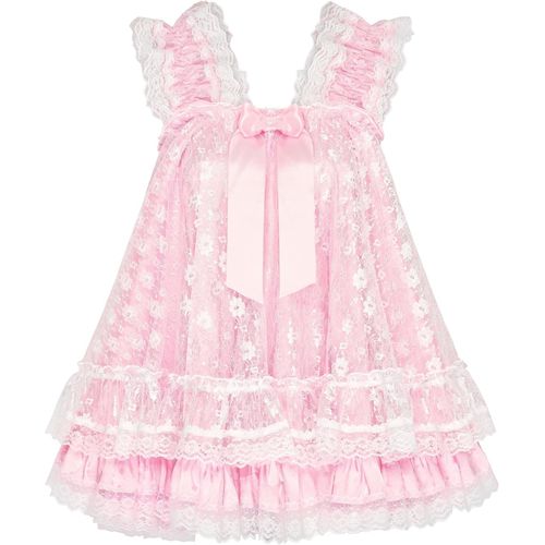 Asas-Lingerie Satin Efféminé Nuisette Volants Froufrou Dentelle Nuisette Déshabillé Cosplay Vêtements De Nuit Robe