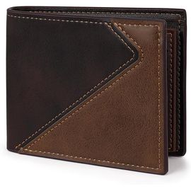 asas-Portefeuille Pour Homme-En Cuir Synthétique-Fin-Avec Compartiment À Monnaie-Style Vintage-Avec Plusieurs Emplacements Pour Cartes Et Fenêtre D'Identité,Café,11.5 X 9.5 X 2 Cm