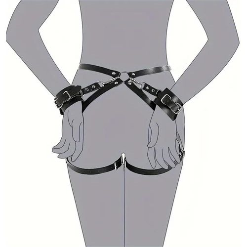 Asas-Ceinture De Cuisse Noire Avec Menottes,Style Punk,Lingerie En Cuir Pu,Porte-Jarretelles Gothique