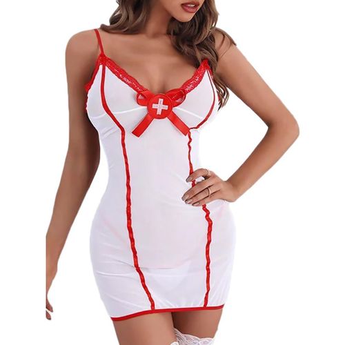 Asas-Costumes Sexy Infirmière Femme Cosplay Robe De Nuit Déguisements Dentelle Drôle Ensembles Sous-Vêtements Gonflables Costume Uniforme Halloween Lingerie,Robe Body,Taille Unique