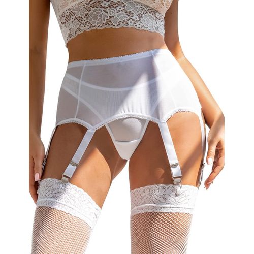 Asas-Porte Jarretelle Sexy Grande Taille Porte-Jarretelle Ensemble Vintage Femme Avec 6 Pinces Réglable Guêpière Taille Haute Jarretières Dentelle Avec G-String Pour Lingerie Bas