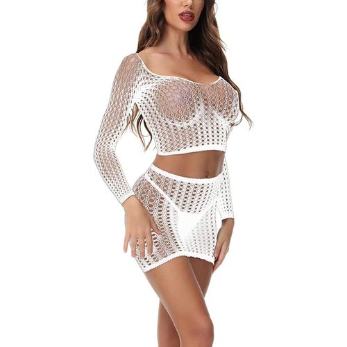 Asas-Nuisette Résille Lingerie En Maille Pour Femmes Ensemble Lingerie Résille Mini Robe De Nuit Ensembles De Lingerie Taille Unique