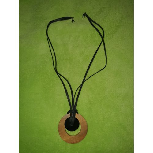 Pendentif Rond Noir Et Marron