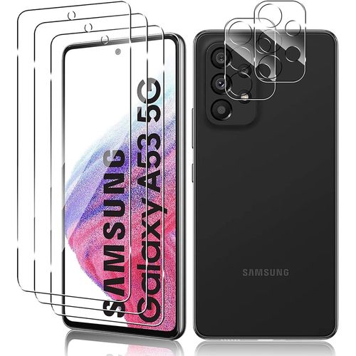 Kalanka-Verre Tremp¿¿ Compatible Avec Samsung Galaxy A53 5g, 3 Pi¿¿Ces Protection ¿¿Cran Et 2 Pi¿¿Ces Cam¿¿Ra Arri¿¿Re Protecteur, 9h Duret¿¿ Sans Bulles Ultra R¿¿Sistant Protecteur D'¿¿Cran