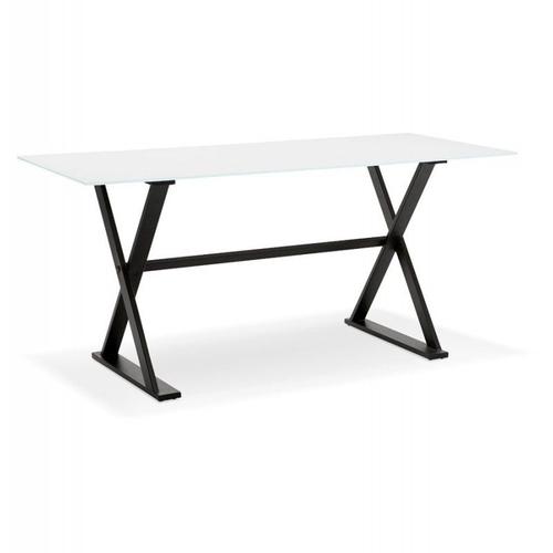 Paris Prix - Table Design En Verre "Trinidad" 160cm Blanc