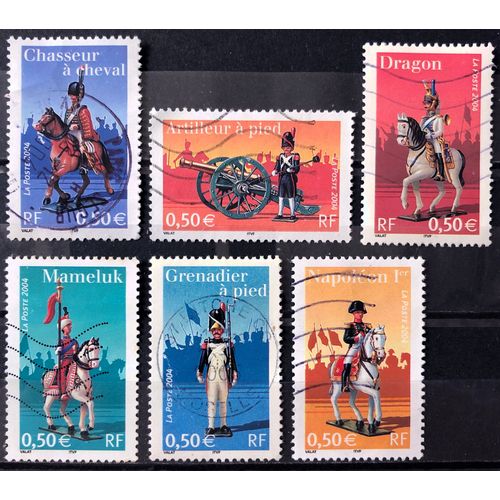 Série Personnages 2004 - Très Jolis N° 3679 Chasseur À Cheval + 3680 Artilleur + 3681 Dragon + 3682 Mameluk + 3683 Napoléon + 3684 Grenadier Obl - France Année 2004 - Brn83 - N33733