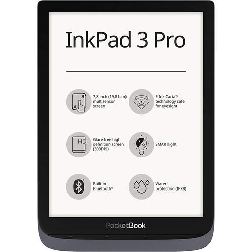 PocketBook InkPad 3 Pro 16 Go - Liseuse ebook avec écran E-Ink Carta SMARTlight - Wi-FI - IPX8 - Gris métallisé