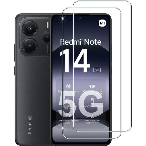 Kalanka-Pour Xiaomi Redmi Note 14 5g/4g Verre Tremp¿¿, 2 Pi¿¿Ces 9h Duret¿¿ Hd Protecteurs D'¿¿Cran, Anti-Rayures Sans Bulles Film Vitre Tremp¿¿ Protection ¿¿Cran