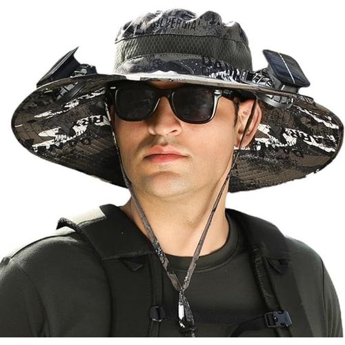 Chapeau De Ventilateur Solaire À Larges Bords, Chapeau De Pêche Extérieur À Larges Bords, Chapeaux De Ventilateur Solaire Pour Hommes - Chargement Solaire Et Usb