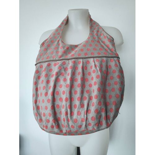Grand sac besace en toile à pois orange