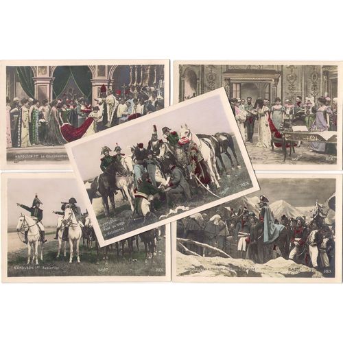 Napoléon - Production : Pathé Frères - Film Historique 1909 De Lucien Nonguet - Avec Maximilien Charlier Est Napoléon Bonaparte - Affiche 14x9 Cm - 5 Cartes Postales Couleurs Photographie - Ed. Rex